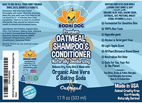 Shampoo e condicionador de cães naturais de aveia orgânicos | Fórmula de desodorização de condicionamento