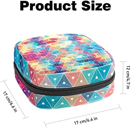 Bolsa de armazenamento de guardanapos sanitários, abstrato colorido xadrez geométrico de triângulo