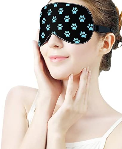 Blue Paws Pattern Pattern Sleep máscara de olho macio tampa de olho de olhos com cinta ajustável Eyeshade de viagem Nap para homens Mulheres