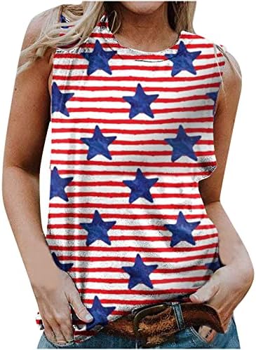 Camisas patrióticas para mulheres 4 de julho Tops Tops 2023 Férias Cami Shirt Star Star American Flag Tunics