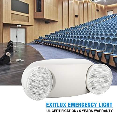 Luzes de emergência de LED brancas de pacote de 2 pacote com backup da bateria, duas luminárias de emergência