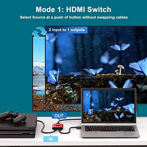 Switch HDMI, 4K@60Hz HDMI Splitter, Switcher HDMI 2 em 1 out, Switch HDMI Splitter, Sgeyr Red Aluminium