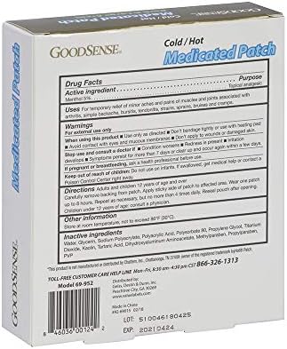 BONDSENE Extra Strength Hot/Cold Medicated Patch, mentol 5%, 5 contagem