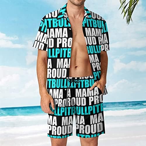 Arrucionous roupas masculinas de pitbull masculino masculino para a praia Hawaiian Button Down Down Sleeve Sleeve