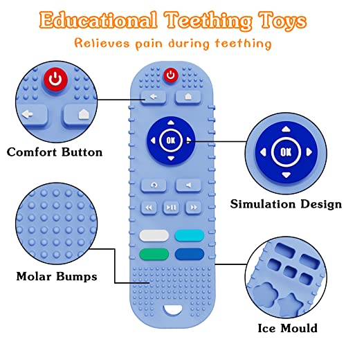 WinMany 2pack Silicone Toyste Forathing Toys for Babies Controle remoto Shape Shape Teether Chew