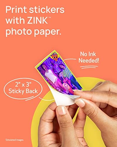 Ivy 2 mini impressora fotográfica, impressão de dispositivos iOS e Android compatíveis, estampas pegajosas, pacote de papel photo rosa zink rosa, 50 folhas
