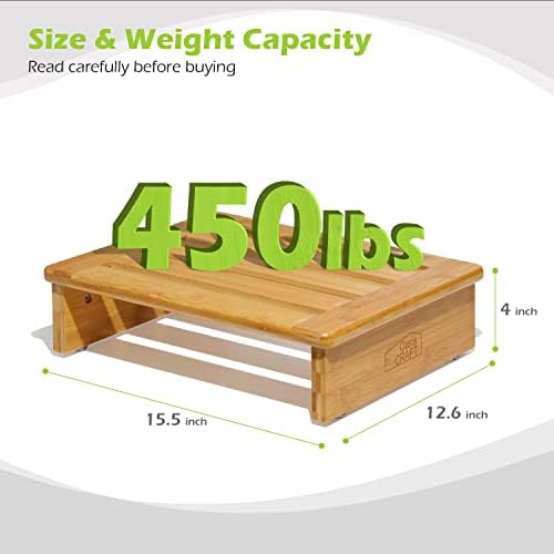 Oasiscraft One Step Ftool 4 polegadas, Plataforma de bambu Etapa de segurança para idosos, mobilidade de