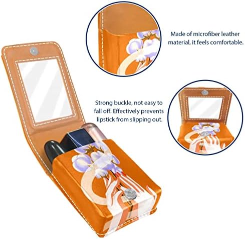 Bolsa de batom de batom de maquiagem de oryuekan com espelho portátil de armazenamento de armazenamento portátil de armazenamento de armazenamento labial, algodão de desenho animado Modern padrão floral