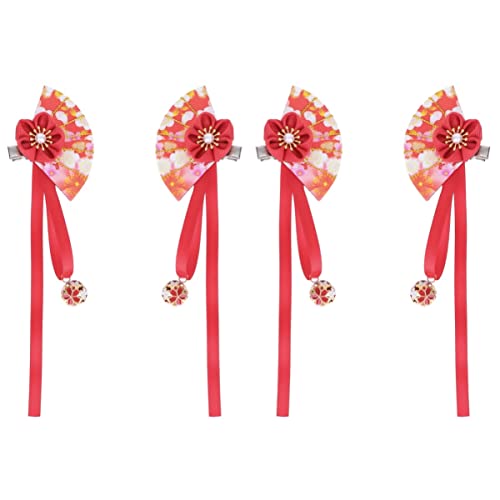 Aboofan 4 pcs clipe de flores kimono menina artesanal mulher cabelo cheongsam women women acessórios de banda vermelha presente yukata chirstmas pin tsumami para barrette fã gravata hairpin flor de cerejeira