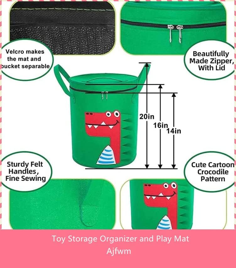 Organizador de armazenamento de brinquedos e tapete de brincadeira, roupas de armazenamento de armazenamento de desenhos animados cesto de armazenamento de roupas sujas cesto de cesta infantil cesta de brinquedos, brinquedos para crianças com mais de 3 anos de idade podem ser usados