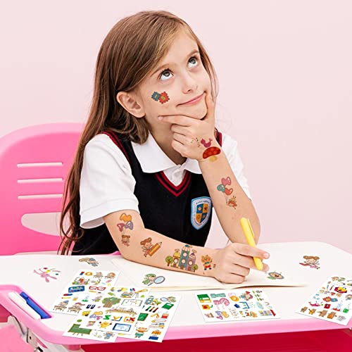 Konsait de volta às aulas Tattoos Tattoos Adesivos Escola Ferramentas de Aprendizagem de Aprendizagem de Fada Escola Tatuagens Falsas Para Crianças Presente Para o Primeiro Dia da Escola 136 Peças