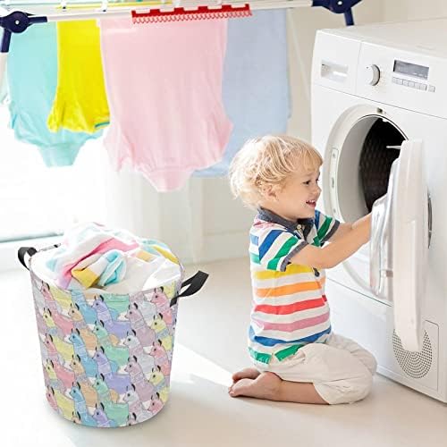 Lavanda de lavanderia lamas lavanderia dobrável cesto de lavanderia saco de armazenamento com alças