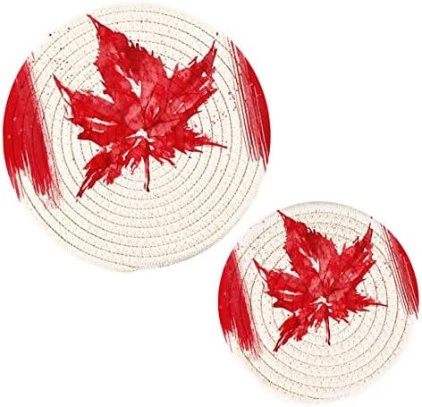 2PCs Pads quentes para a cozinha Splash-Tind Canada Flag trivets Para vasos quentes e panelas algodão Pote de algodão para tapetes resistentes ao calor da cozinha para bancada
