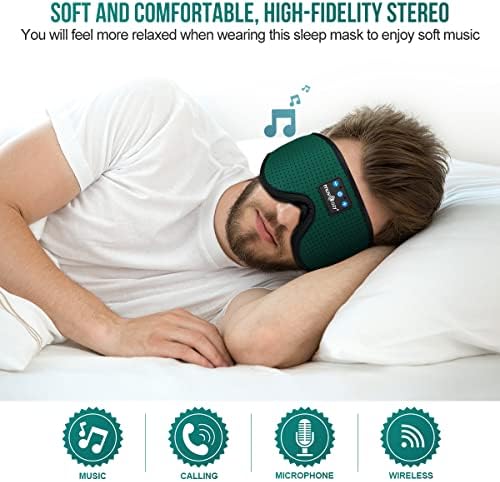 MusicOzy Sleep Headphones Bluetooth Bluetooth BlueTooth fones de ouvido adormecidos, fones de ouvido sem fio máscara