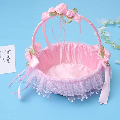AMOSFUN FLOR GIRL Girl Basket Wedding Casket com manipulação de armazenamento de flores para suprimentos