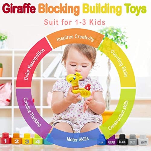 Moontoy Giraffe Blocks Blocks Bunho Brinquedos de empilhamento para bebês para crianças 1-3, Montessori Toys