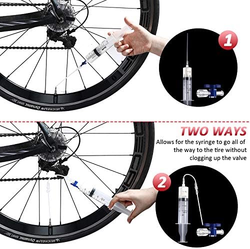13 peças Kit de seringa de ciclismo, seringa de selante de pneu sem câmara com interruptor, ferramenta