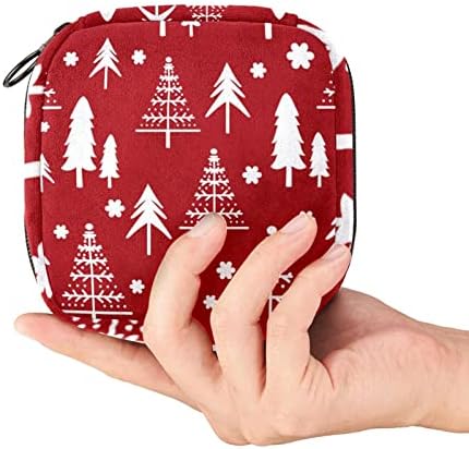 Bolsa de armazenamento de guardanapos sanitários de oryuekan, bolsa menstrual bolsa portátil sanitária saco de armazenamento bolsa feminina bolsa de menstruação para meninas adolescentes mulheres mulheres, árvore de floco de neve de Natal vermelho