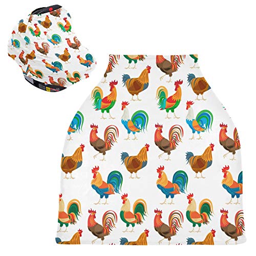 Yyzzh colorido galo padrão galo de galinha cockerel animal animal elástico capa de assento de