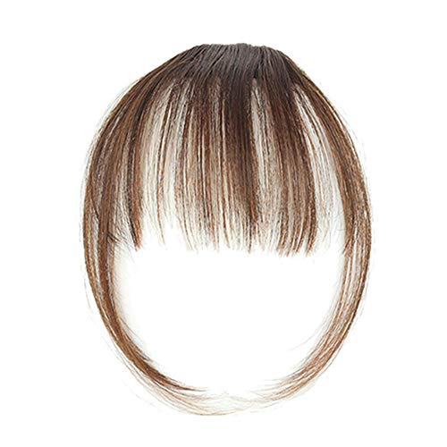 Wixine 1pcs marrom claro marrom fino e puro franja Remy Extensões de cabelo humano prendem -se na peça de cabelo frontal marginal