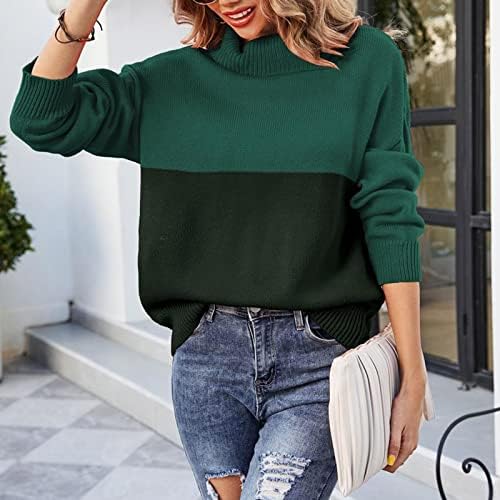 Hoodies de inverno feminino Trocas de moda Bloco de colorido Pullover de retalhos de manga comprida Sweater