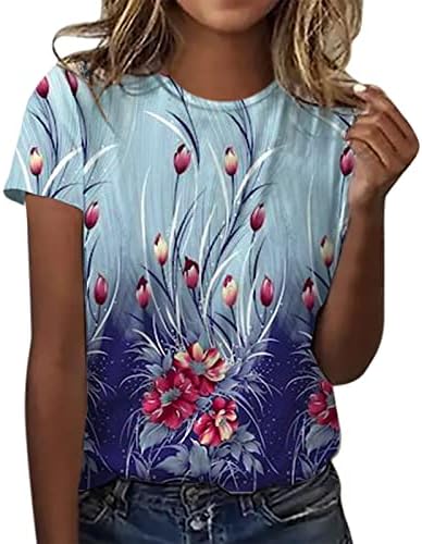Tops de verão para mulheres femininas listrada bloco de cores curtas Bloups causal Bloups t Camisetas Tops Top