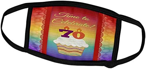 3drose Beverly Turner Aniversário Convite Design - Cupcake, Number Velas, Time, Celebrate 70 Years Invitation - Face Masks