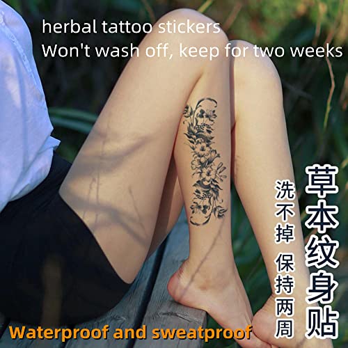 6 lençóis Tattoo de suco de ervas Adesivos de tatuagem à prova d'água e à prova de suor Tattoo semi -permanente