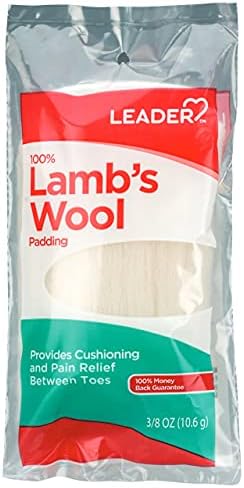 Líder Lambrs acolchoado de lã, oferece conforto de amortecimento e alívio da dor entre os dedos dos pés, 3/8 oz, 2 pacote