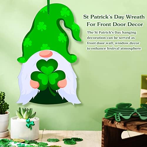 Facraft St.Patrick's Day Decoration, 9,5 x 14 Irish pendurado na porta Gnome Porta Sign, sinalização de parede Shamrock para a decoração de festa do dia de St. Patrick, em varanda interior