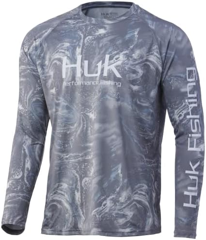 Huk Men's Patternd Pursuit de manga longa Camisa de pesca de performance