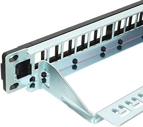 Aexit 24 portas distribuição de distribuição elétrica Painel de patch em branco elétrico 1U de 19 polegadas para o painel de gerenciamento de cabos de montagem de Jackston-E Jacks Rack