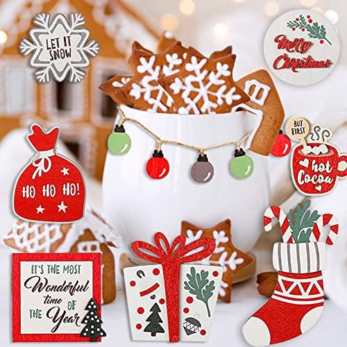 8 peças decoração de natal para bandeja em camadas mesa de natal plata