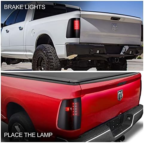 HAKA LUZES TRABALHAS LED para 2009-2018 Dodge Ram 1500 | 2010-2018 Dodge Ram 2500/3500 Luzes traseiras pretas de lâmpadas traseiras de freio Acessórios, passageiro e motorista, 2pcs