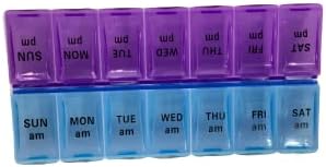 Organizador semanal da pílula, 14 compartimentos Caixa de medicamentos, 7 dias de comprimido para vitamina/peixe oli/pílulas/óleo de fígado de bacalhau/suplemento-artrite