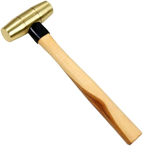 Hammer de latão WEDO 2lb, martelo de madeira, martelo de trenó, martelo martelo de latão sólido, alça de martelo de madeira, comprimento 320mm, morto forjado, resistente à corrosão, padrão DIN