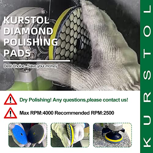 Conjunto de almofadas de polimento de diamante seco de Kurstol - 7pcs 4 /100mm Polishing Polishing Polish