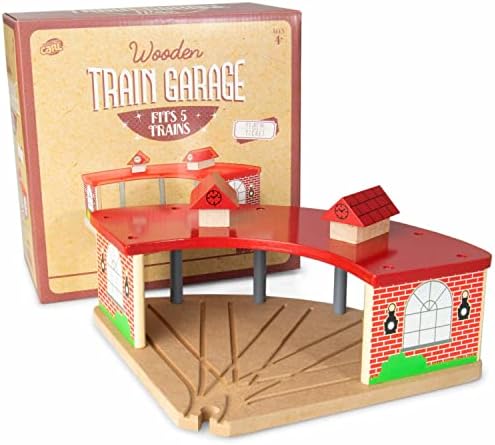 Garagem para trem de trem de madeira - garagem para armazenamento de trem para trilhos e conjuntos