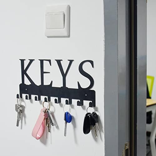 Titular de chave para parede, suporte de chave sem unhas, ganchos de chave montados na parede para parede, rack de chave de metal para entrada, corredor, escritório, preto fosco, 11.4'44.9''0.6 ''