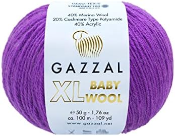 3Pack Gazzal Baby Wool XL, 40% de lã merino, 20% de cashmere tipo poliamida, 40% de acrílico, cada um de