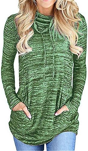 Andongnywell Sweatshirt feminino Manga longa Pullover de cordão de goleto casual Sweethirts Pullover