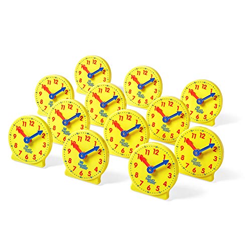 Hand2mind Mini Gerencied Clock, contando tempo ensinando relógio, aprenda a contar o relógio de tempo, relógio de aprendizado analógico, relógio para crianças que aprendem para contar o tempo, ensinando tempo de aula do relógio da sala de aula