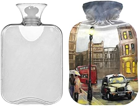 Garrafas de água quente com capa Pintura a óleo Street London Saco de água quente para alívio