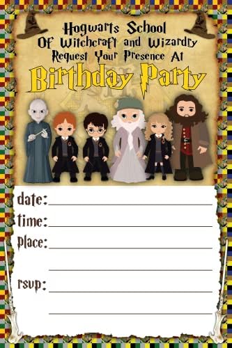 Cartões de convite e envelopes de Harry Potter-20 convites para crianças festas de aniversário e festa