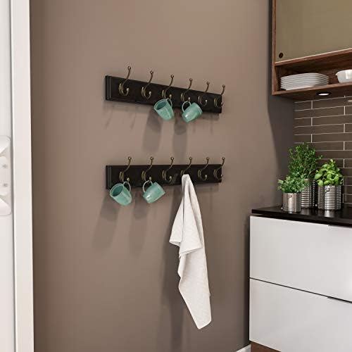 Rack de suspensão montado na parede da parede de casa luxuosa com 6 ganchos-entradas do corredor, ou organização de armazenamento de quarto para casacos, toalhas, sacolas