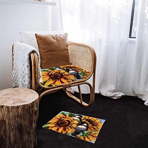 Izzya DIY Kit de bordado de carpete, flores e pássaros Kit de gancho de trava de padrões, carpete de artesanato