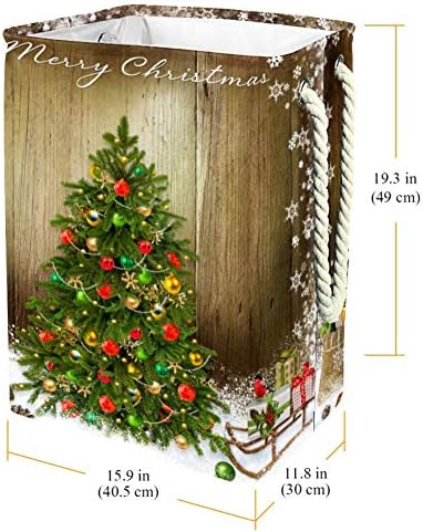 Indither Christmas Tree and Gifts 300D Oxford PVC Roupas à prova d'água cesto de roupa grande para cobertores