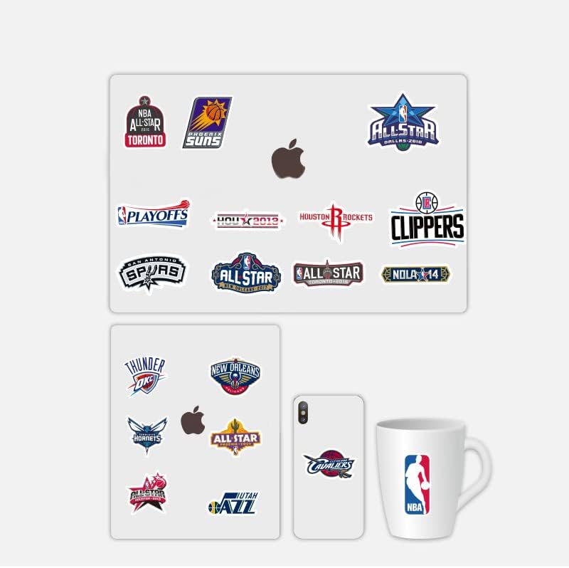 Pehhqgdkwa Basketball Team fãs de logotipo adesivos de logotipo 50pcs adesivos esportivos embalam adesivos de vinil à prova d'água para laptop skateboard water garrafa