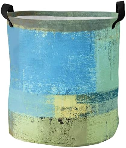 Cestas de lavanderia abstrata amarelo verde azul colapsável cestar aqua Arte moderna Arte dobrável