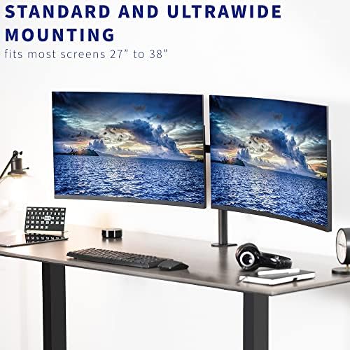 VIVO Premium duplo ultra largo LCD LED 27 a 38 polegadas Montagem de monitor Montante, serviço pesado,